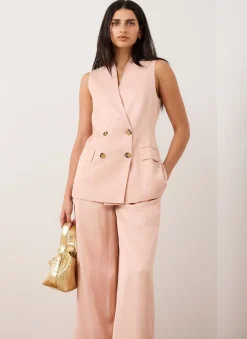 Outlet Pink Tailored Longline Waistcoat Waistcoats