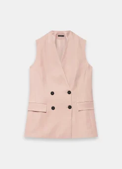 Outlet Pink Tailored Longline Waistcoat Waistcoats