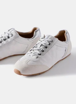 Clearance Rach White Suede Detail Trainers Sneakers