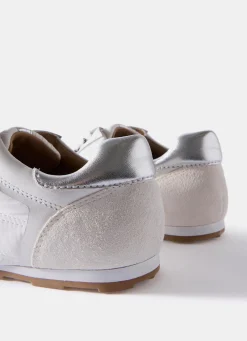 Clearance Rach White Suede Detail Trainers Sneakers