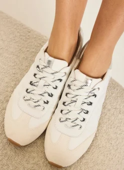 Clearance Rach White Suede Detail Trainers Sneakers