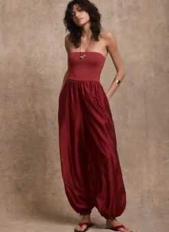 Discount Red Bandeau Balloon Jumpsuit Jumpsuits