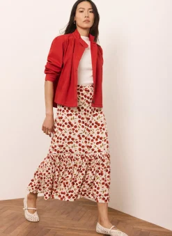 Hot Cherry Print Skirt Midi Skirts|Skirts