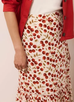 Hot Cherry Print Skirt Midi Skirts|Skirts