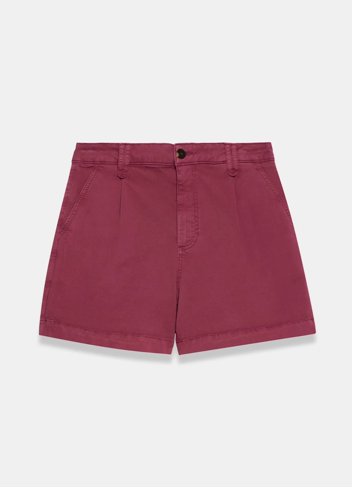 Hot Red Cotton Blend Pleated Chino Shorts Shorts|Trousers