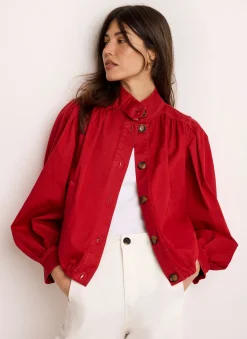 Discount Cotton Blend Puff Sleeve Jacket Jackets