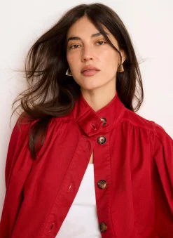 Discount Cotton Blend Puff Sleeve Jacket Jackets