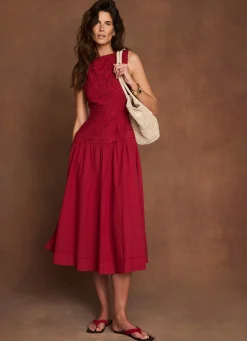 Outlet Cotton Broderie Midi Dress Summer Dresses|Midi Dresses