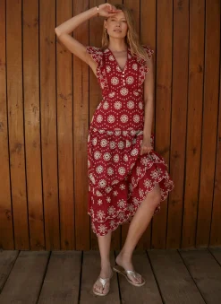 Discount Cotton Broderie Midi Dress Summer Dresses|Midi Dresses