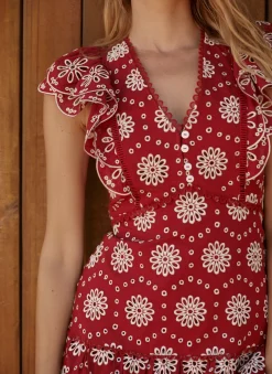 Discount Cotton Broderie Midi Dress Summer Dresses|Midi Dresses