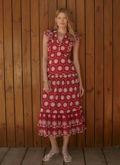 Discount Cotton Broderie Midi Dress Summer Dresses|Midi Dresses