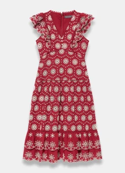Discount Cotton Broderie Midi Dress Summer Dresses|Midi Dresses