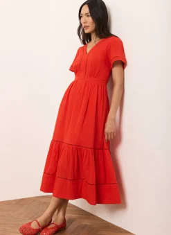 Best Cotton Cheesecloth Midi Dress Summer Dresses|Midi Dresses
