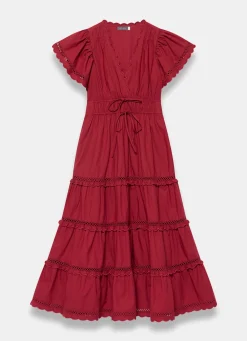 Clearance Cotton Ruffle Midi Dress Midi Dresses