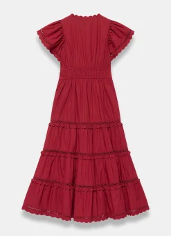 Clearance Cotton Ruffle Midi Dress Midi Dresses