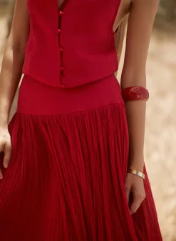 Drop Waist Crinkle Midi Skirt Midi Skirts|Skirts