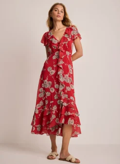 Outlet Floral Print Ruffle Midi Dress Midi Dresses|Printed Dresses