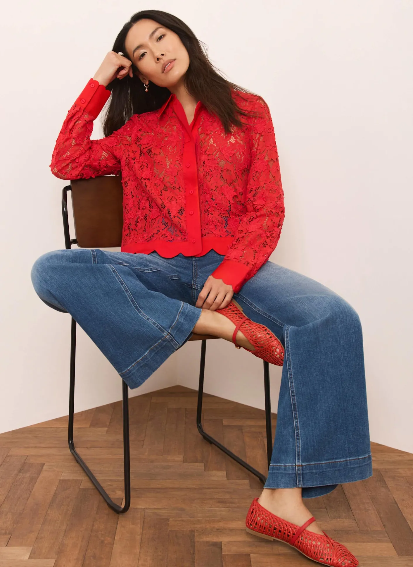 Online Lace Cropped Shirt Shirts & Blouses