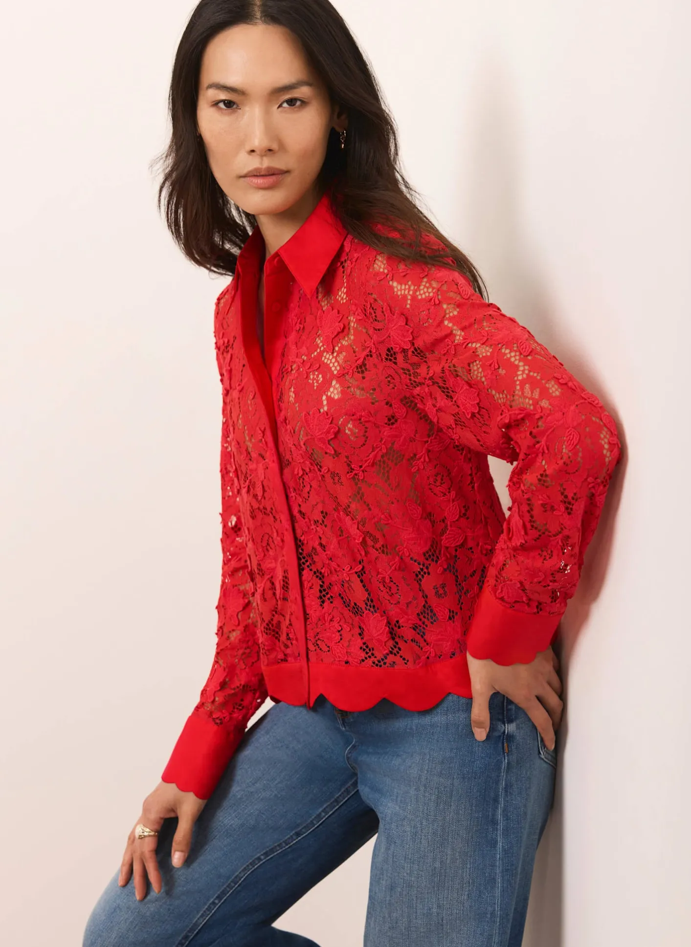 Online Lace Cropped Shirt Shirts & Blouses