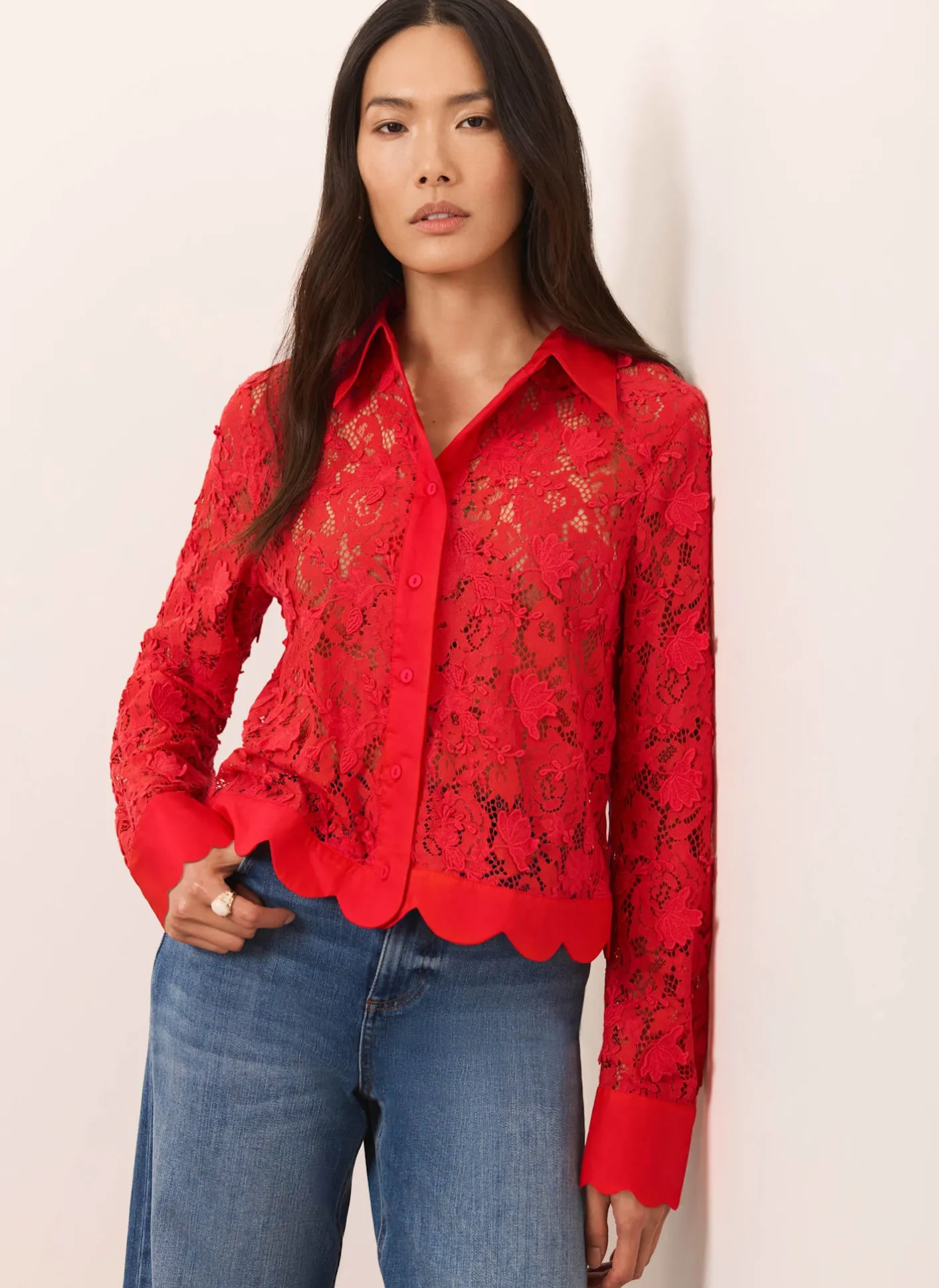 Online Lace Cropped Shirt Shirts & Blouses