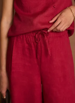 Sale Linen Drawstring Wide Leg Trousers Wide Leg Trousers|Trousers