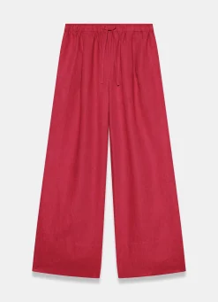 Sale Linen Drawstring Wide Leg Trousers Wide Leg Trousers|Trousers