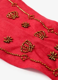 Sale Linen Embellished Neck Scarf Scarves