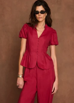 Hot Linen Peplum Top All Tops|Tops