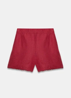 Sale Linen Scallop Hem Shorts Trousers