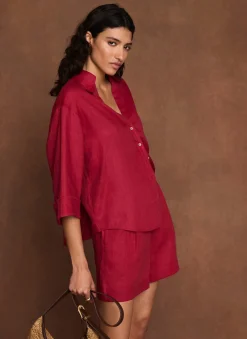 Outlet Linen Short Sleeve Resort Shirt Shirts & Blouses