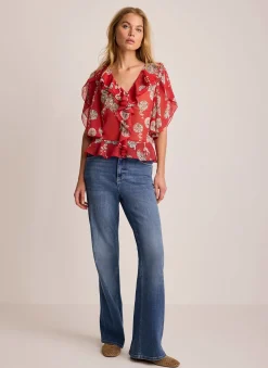 Discount Printed Ruffle Blouse All Tops|Tops
