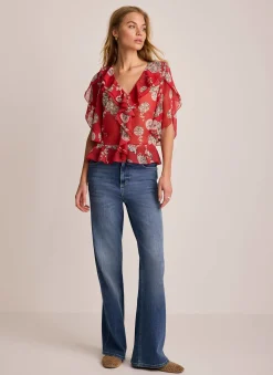 Discount Printed Ruffle Blouse All Tops|Tops