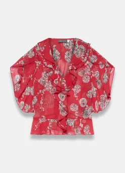 Discount Printed Ruffle Blouse All Tops|Tops