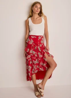 Outlet Printed Ruffle Maxi Skirt Maxi Skirts|Skirts