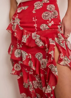 Outlet Printed Ruffle Maxi Skirt Maxi Skirts|Skirts
