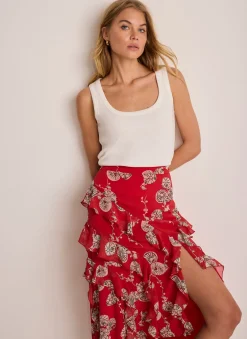 Outlet Printed Ruffle Maxi Skirt Maxi Skirts|Skirts