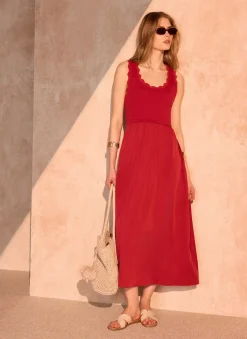 Outlet Scallop Trim Midi Dress Summer Dresses|Midi Dresses