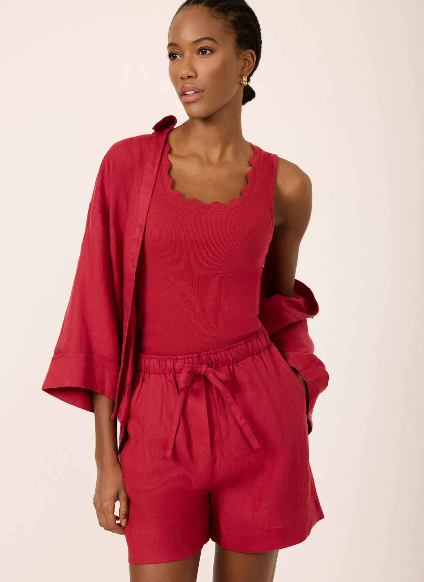 Clearance Scallop Trim Vest Top T-Shirts|T-Shirts