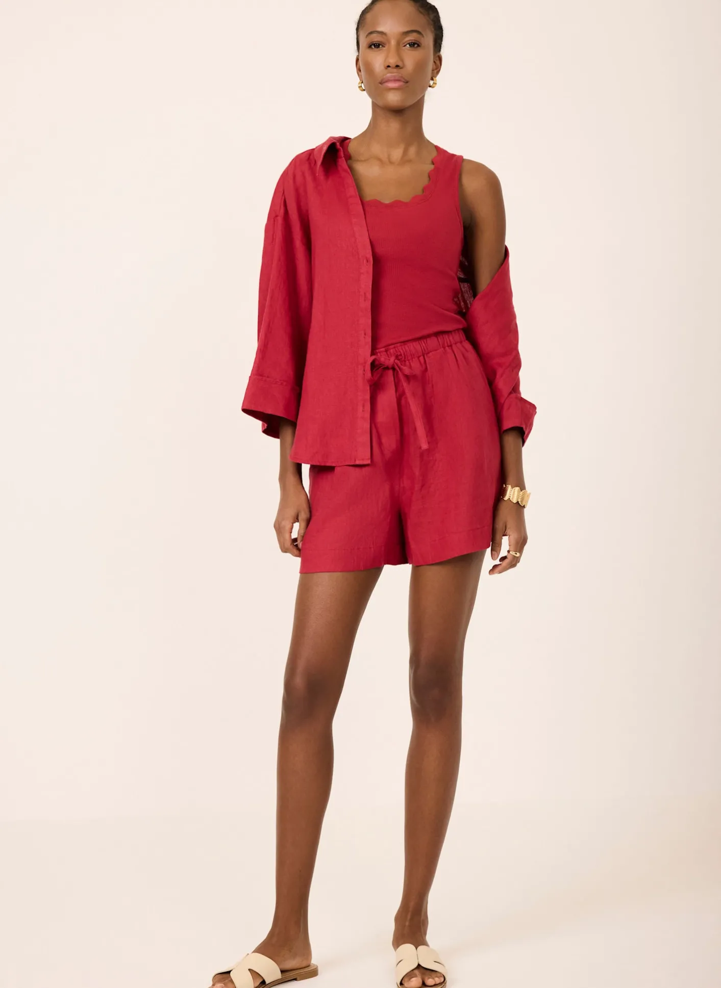 Clearance Scallop Trim Vest Top T-Shirts|T-Shirts