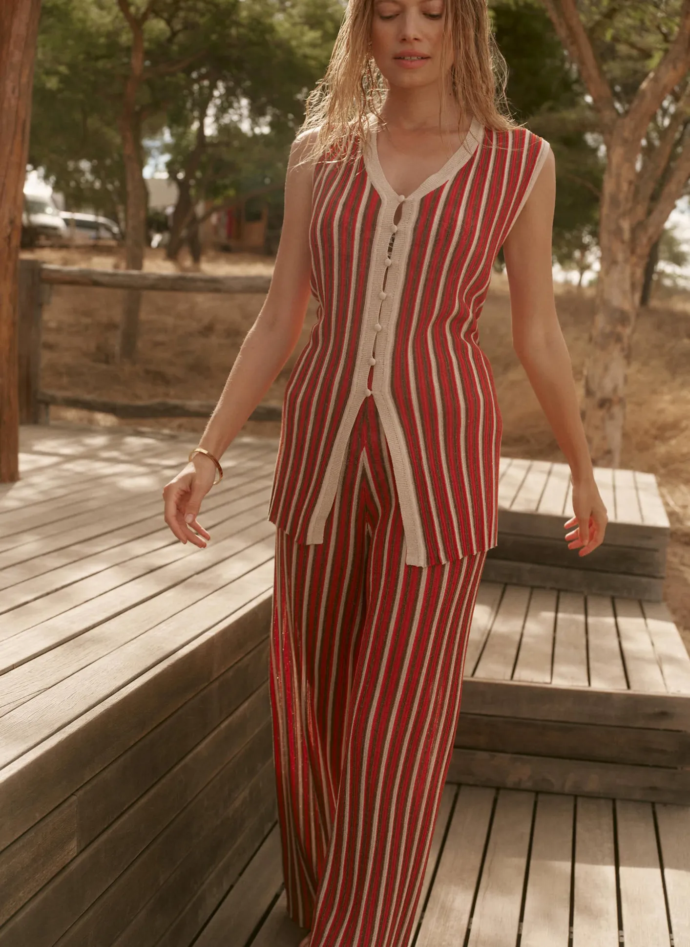 Discount Striped Knit Trousers Trousers