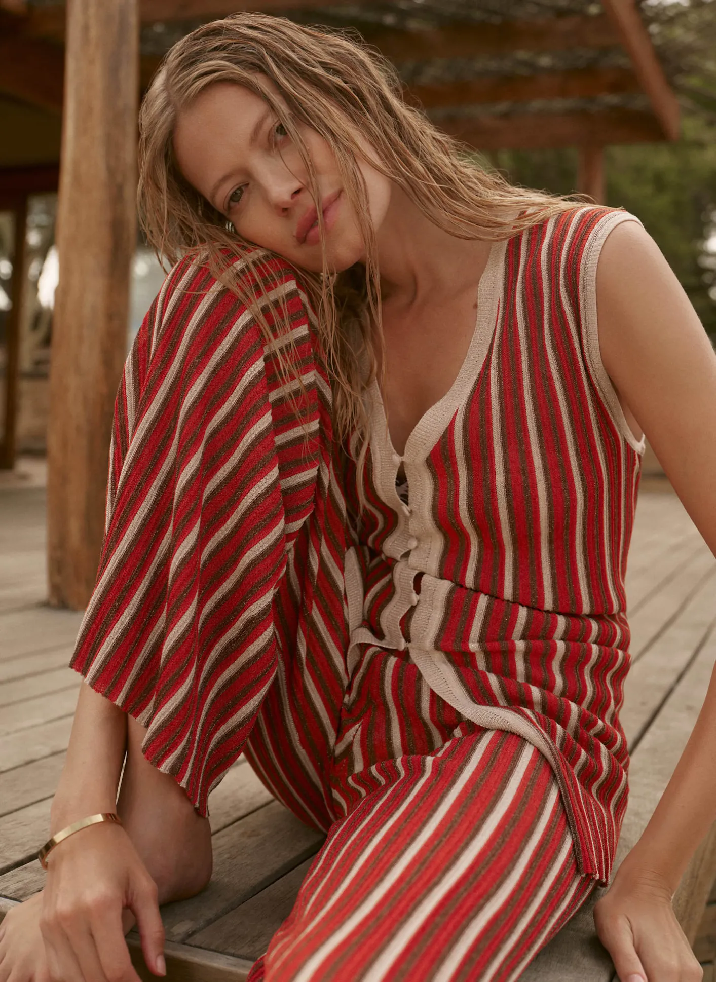 Discount Striped Knit Trousers Trousers