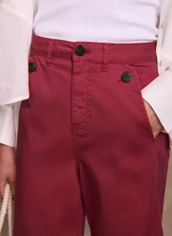 Hot Red Washed Barrel Leg Chino Trousers Trousers
