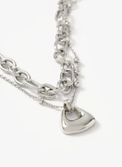 Outlet Tone Double Layered Chain Necklace Jewellery|Jewelry