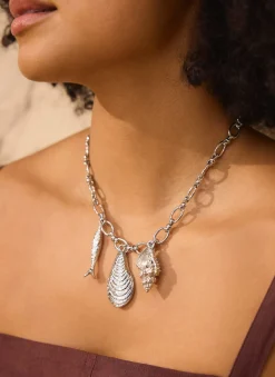 Tone Shell Statement Charm Necklace Jewellery|Jewelry