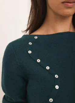 New Teal Cotton Blend Button Detail Jumper Jumpers|Jumpers & Cardigans