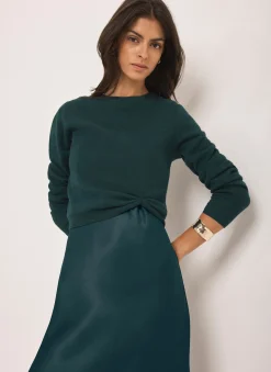 Online Teal Layered Satin Midi Dress Midi Dresses