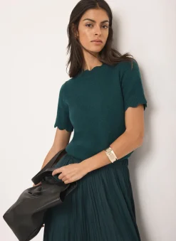 Best Teal Scallop Knit Top Knitted Tops|Knitted Tops