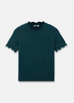 Best Teal Scallop Knit Top Knitted Tops|Knitted Tops