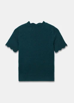 Best Teal Scallop Knit Top Knitted Tops|Knitted Tops