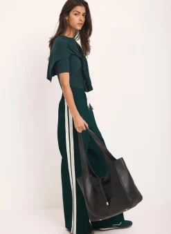 Discount Teal Side Stripe Wide Trousers Wide Leg Trousers|Trousers